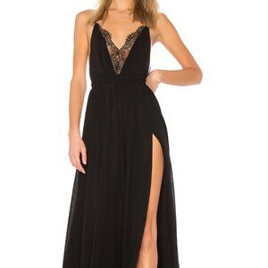 Revolve x Michael Costello Justin Gown with Slit, Black, Size Medium